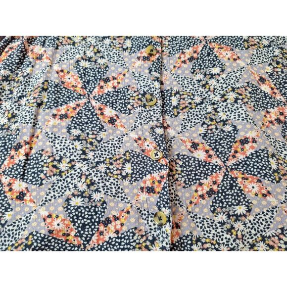 GARNET HILL Blouse Top Womens Sz L Blue Multi Square Neck 3/4 Balloon Sleeve - Picture 5 of 6